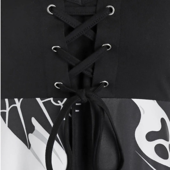 Halloween Ghost Print Lace Up Cami Asymmetrical Dress Medium - Picture 12 of 14